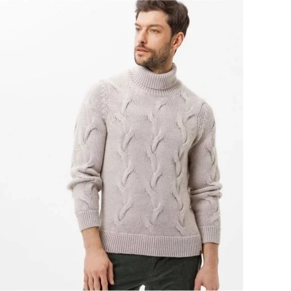BRAX FEEL GOOD BRIAN PULLOVER WOOL TURTLENECK IN CREAM NWT MEN'S SIZE MEDIUM - Picture 1 of 16